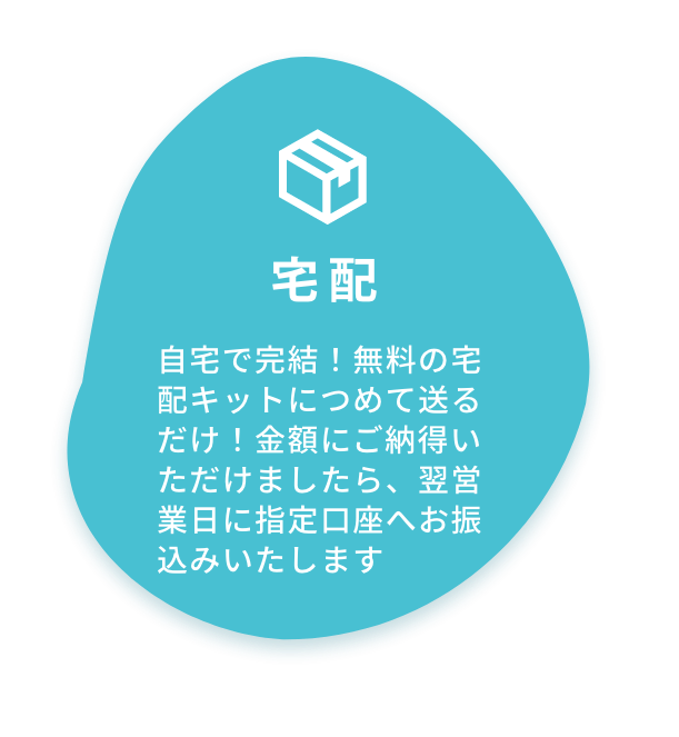 自宅で完結、無料の宅配キットにつめて送るだけ